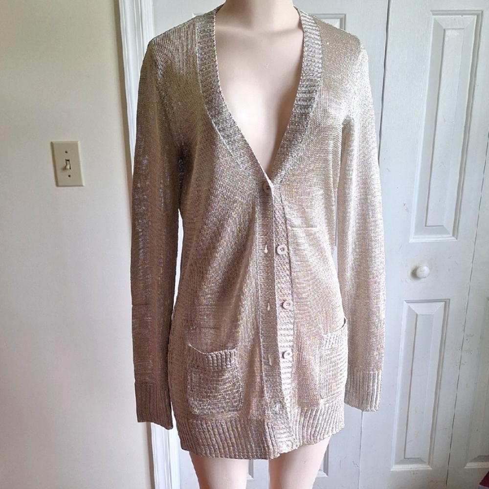 🎁Chic Metallic Cardigan Sweater Size M FREE with any Bundle Purchase